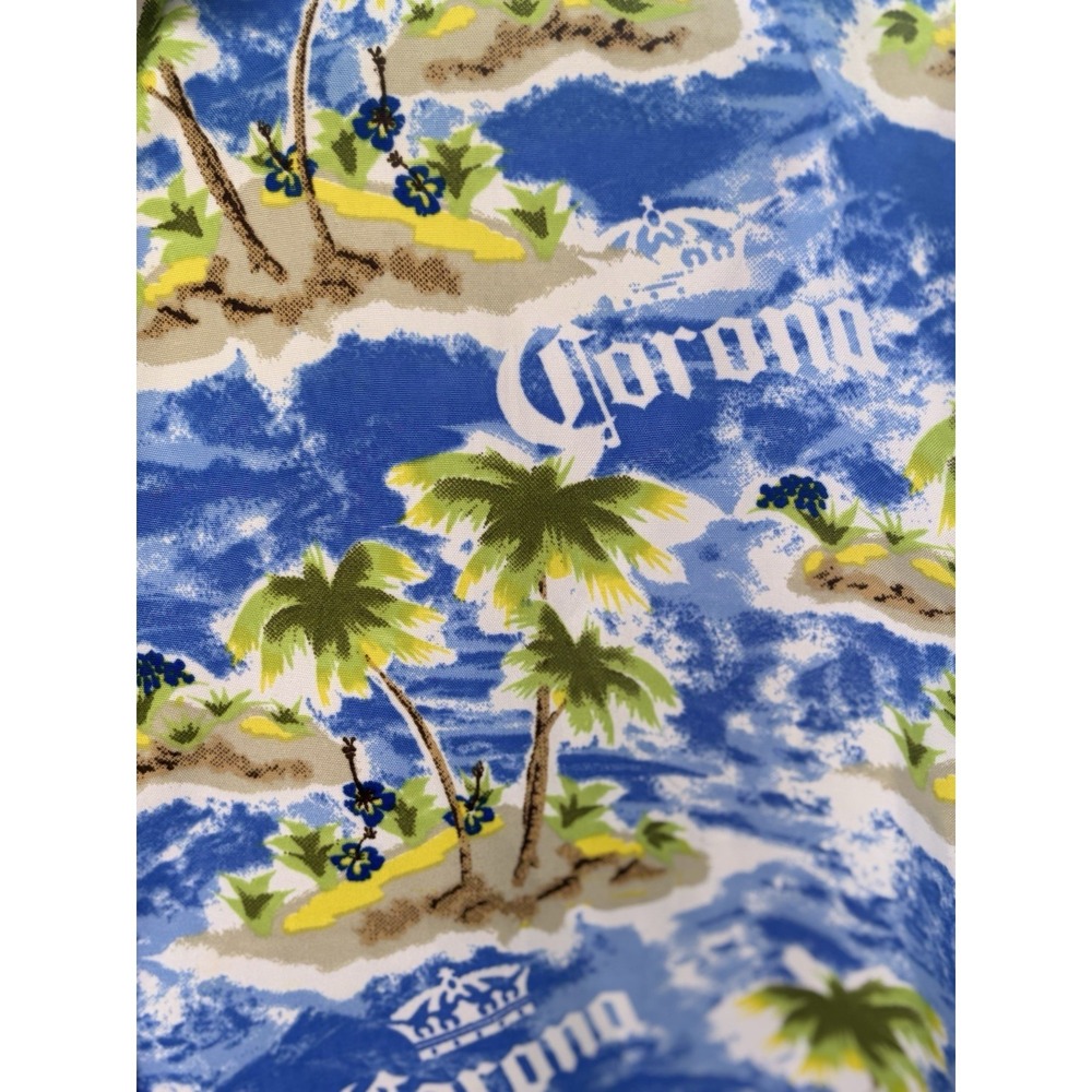 Corona Extra Tropical Island Button-Up Hawaiian Shirt Mens M Palm Trees Beer - Picture 4 of 5